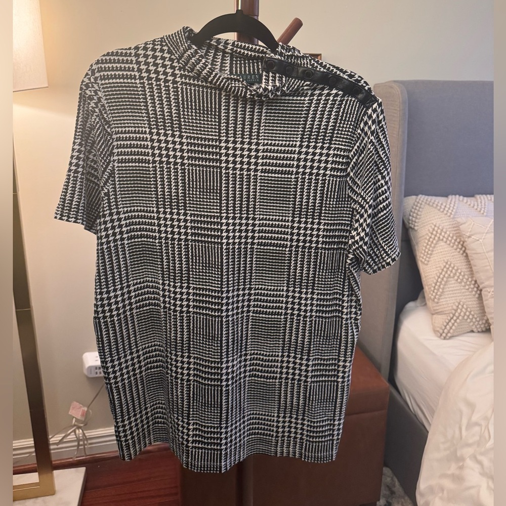 Ralph Lauren houndstooth mock neck top